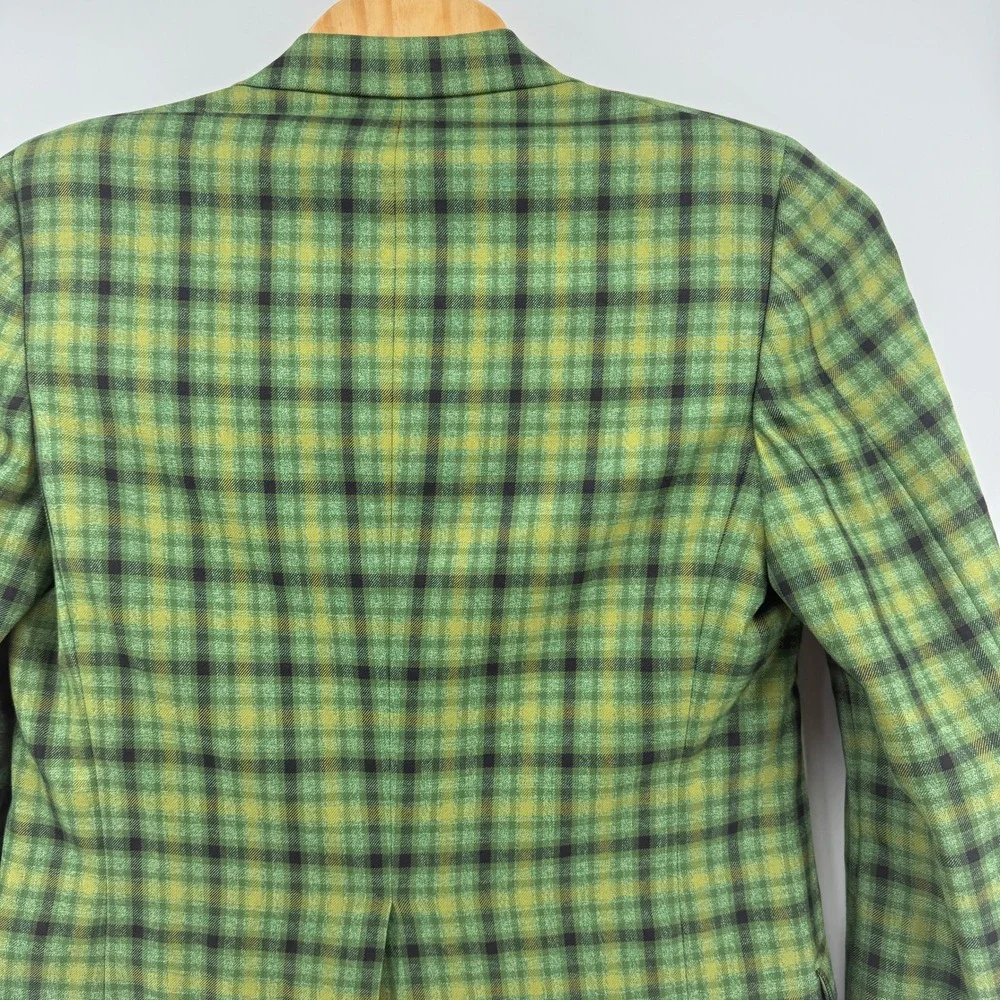 Kuppenheimer Plaid Blazer Mens Sz 40 Green Vtg Tartan Sport Coat Ticket Pocket